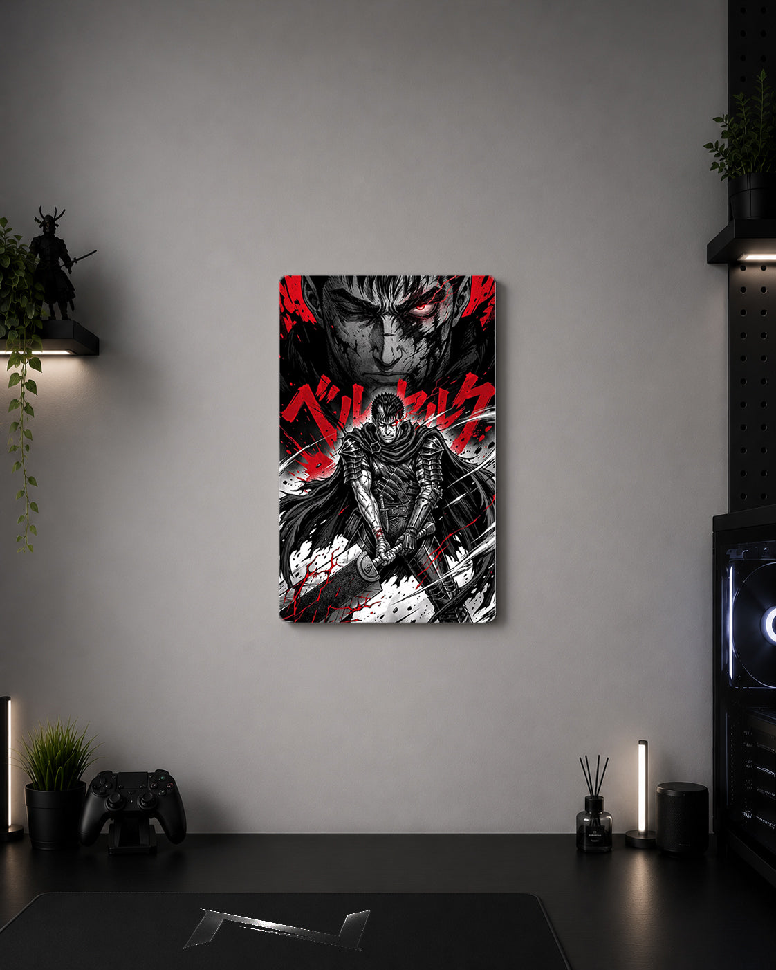 Berserk Guts Black Swordsman Blood & Steel Metal Duvar Tablosu