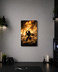 Demon Slayer Rengoku Flame Hashira Silhouette Metal Duvar Tablosu