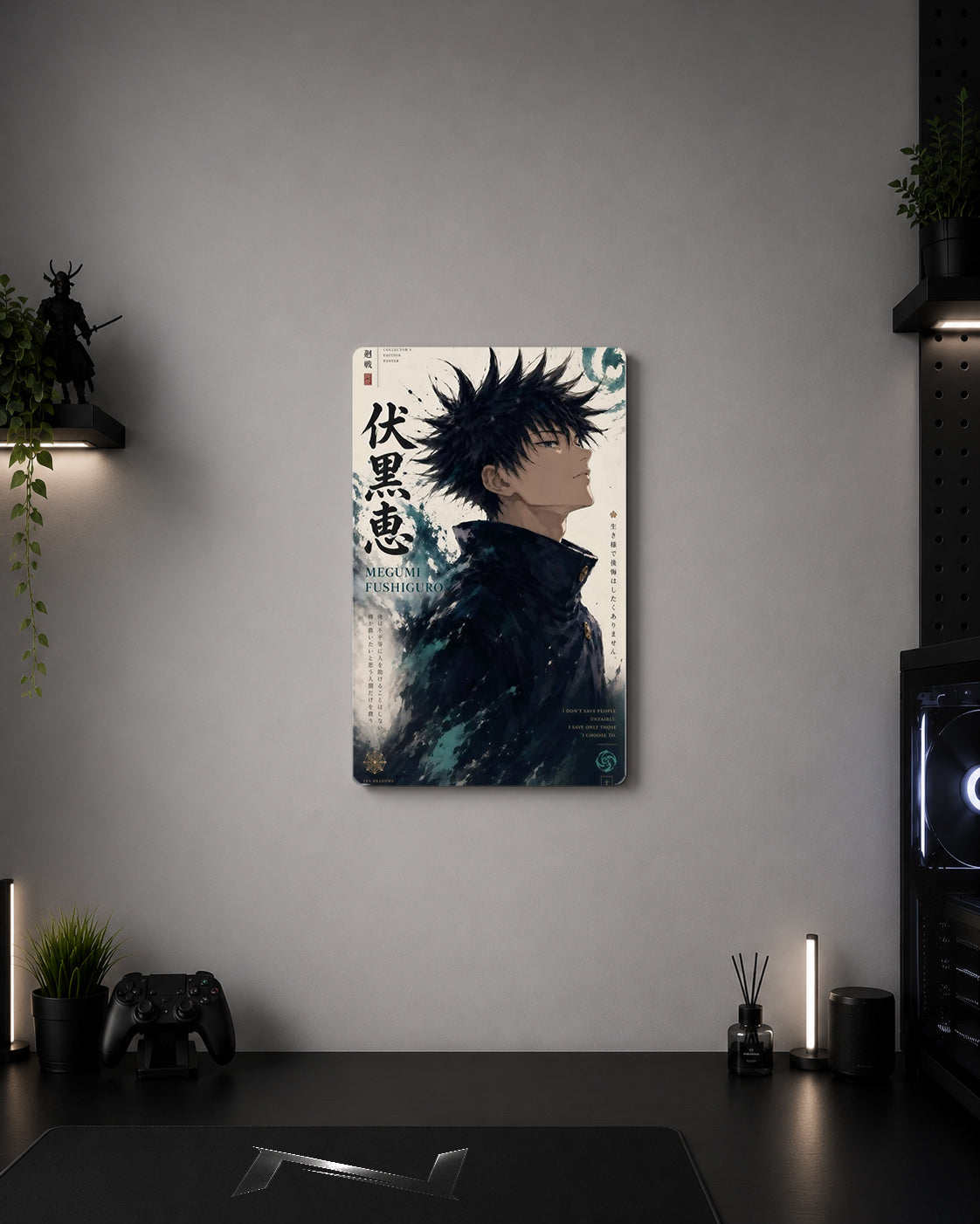 Jujutsu Kaisen Megumi Fushiguro Ten Shadows Editorial Metal Duvar Tablosu