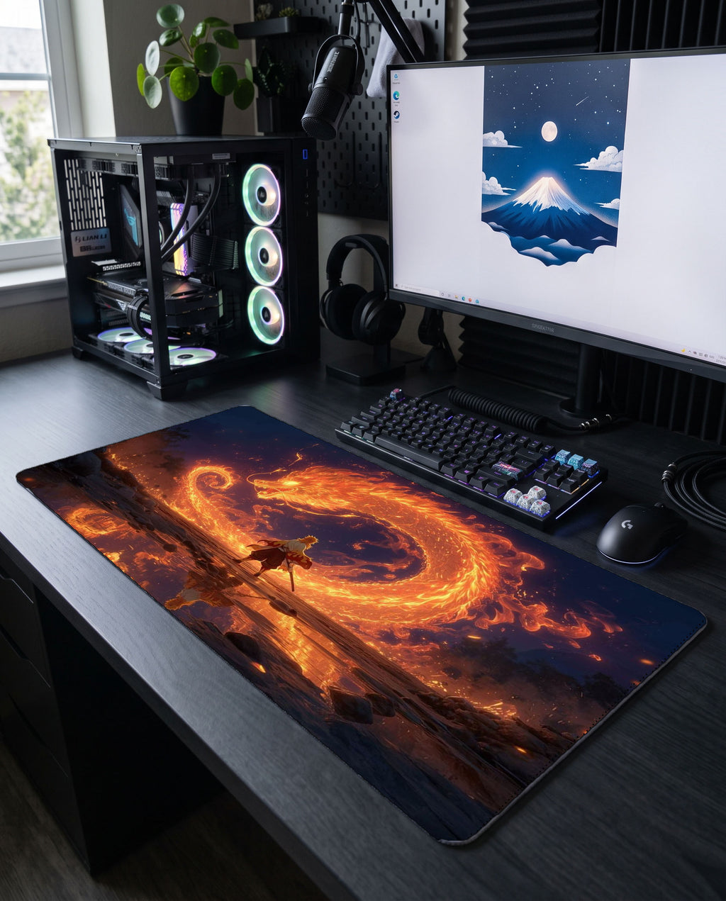 Demon Slayer Rengoku Flame Dragon Breathing Gaming Mousepad