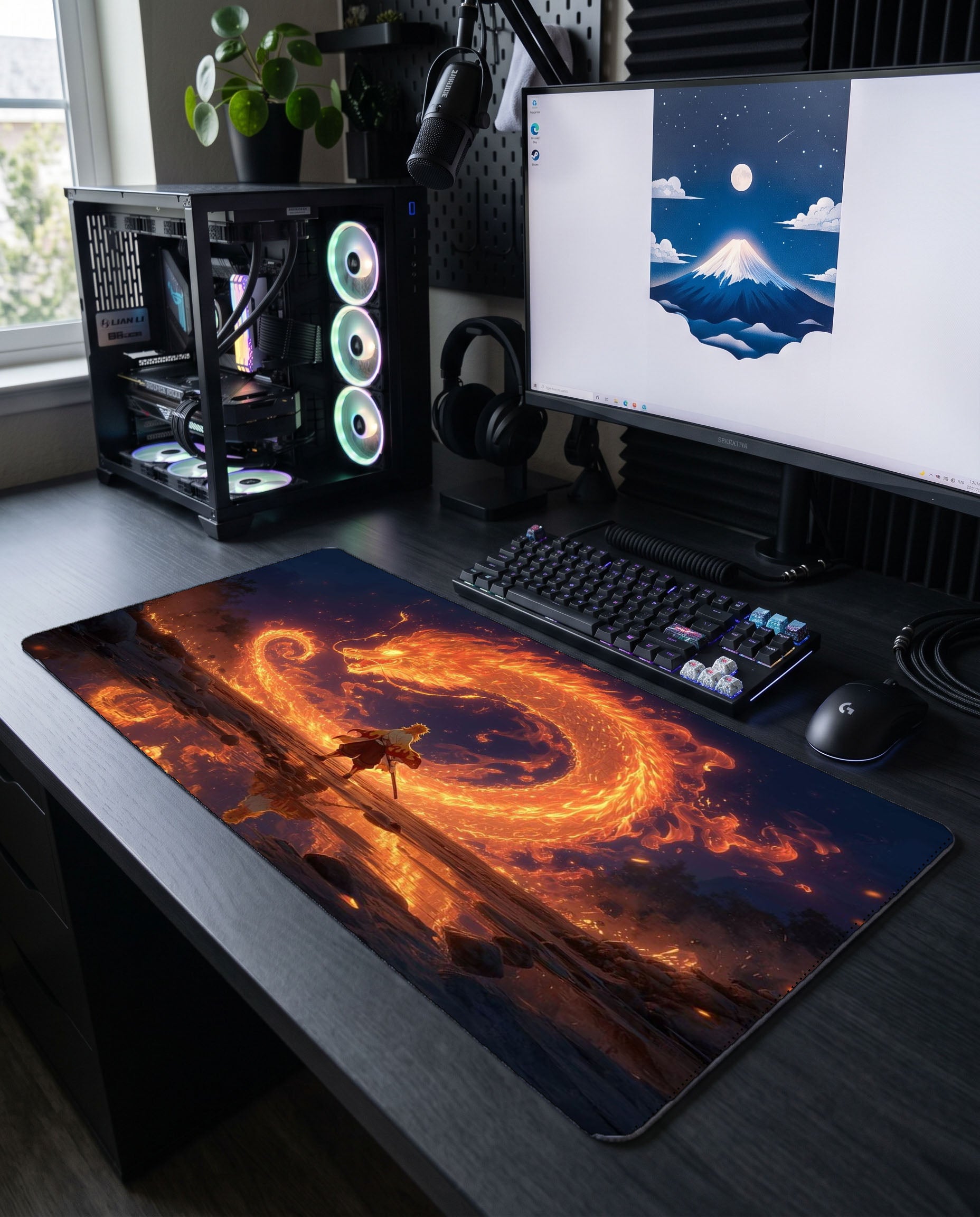Demon Slayer Rengoku Flame Dragon Breathing Gaming Mousepad