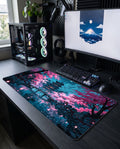 Turkuaz Gece: Sakura Köprüsü Mouse Pad